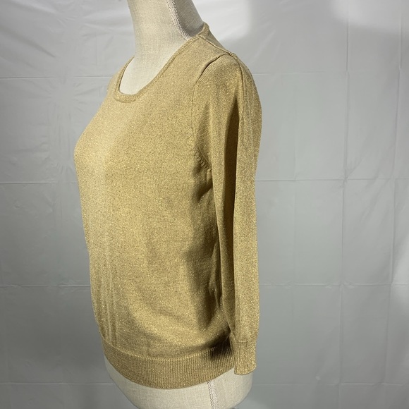 Draper’s & Damon’s Gold Shimmer Sparkle Scoop Neck Sweater Size Small Pe… - Picture 5 of 12